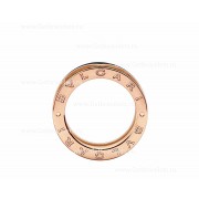 2020 New B.zero1 Rock 2-band Ring in 18kt Rose Gold with Studded Spiral and Black Ceramic Inserts on the Edges