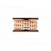 2020 New B.zero1 Rock 4-band Ring in 18kt Rose Gold with Studded Spiral and Black Ceramic Inserts on the Edges