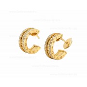 B.zero1 Rock Earring with 18kt Yellow Gold Pendant with Studded Spiral Pave Diamonds on the Edges