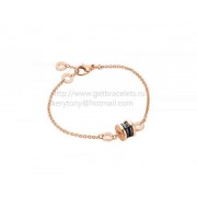 B.zero1 Soft Bracelet in Rose Gold with Rose Gold and Black Ceramic Pendant