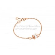 B.zero1 Soft Bracelet in Rose Gold with Rose Gold and White Ceramic Pendant