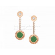 Earrings Pink Gold with Jadeite Jade and Diamonds