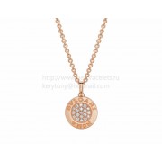 necklace Pink Gold with Onyx and Pave Diamonds