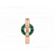 Openwork 18K Rose Gold Ring With Malachite Elements and a Round Brilliant-cut Diamond