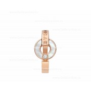 Openwork 18K Rose Gold Ring With Mother-of-pearl Elements and a Round Brilliant-cut Diamond