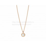 Pendant with Pink Gold Chain with Mother of Pearl and Onyx Pave Diamonds