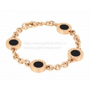 Pink Gold Bracelet with Mother of Pearl and Onyx