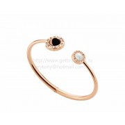 Rose Gold Flip Bracelet Set with Mother of Pearl and Malachite Elements