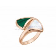 DIVAS Contraire Ring Rose Gold with Mother of Pearl and Malachite