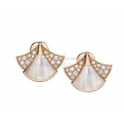 DIVAS Dream Earrings Rose Gold Set with Mother of Pearl and Pave Diamonds