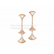 DIVAS Dream Earrings Rose Gold with Mother of Pearl and Pave Diamonds