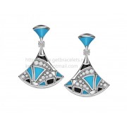 DIVAS Dream Earrings White Gold with Tourquoise Onyx and Pave Diamonds