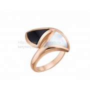 DIVAS Dream Ring Rose Gold with Black Onyx and Mother of Pearl