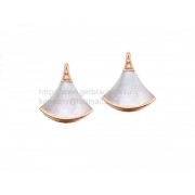 DIVAS Dream Rose Gold Earrings with Mother of Pearl and Pave Diamonds