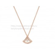 Divas Dream Rose Gold Openwork Necklace with Central Diamond and Pave Diamonds