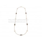 Divas Dream Sautoir Necklace in Rose Gold with Mother of Pearl and Black Onyx