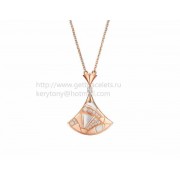 Divas Dream Sculpting Fan-Shaped Necklace Rose Gold with Mother of Pearl and Pave Diamonds