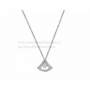 Divas Dream White Gold Openwork Necklace with Central Diamond and Pave Diamonds