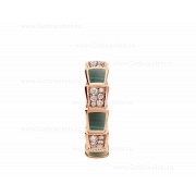 Medium Serpenti Viper 18k Rose Gold Ring with Malachite Elements and Pave Diamonds