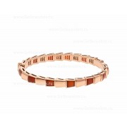 Medium Serpenti Viper 18K Rose Gold thin Bangle Bracelet set with Carnelian Elements