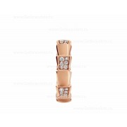 Medium Serpenti Viper Band Ring in 18k Rose Gold with Demi-pave Diamonds