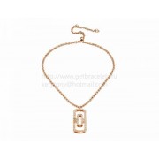 Parentesi Necklace in Pink Gold with Full Pave Diamonds