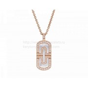 Parentesi Necklace Pink Gold with mother-of-pearl and Pave Diamonds