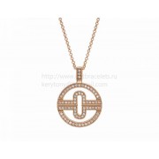 Parentesi Necklace Pink Gold with Pave Diamonds