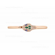Serpenti 18K Rose Gold Bracelet set with Blue Sapphire Eyes Malachite Elements and Pave Diamonds