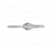 Serpenti Bangle Bracelet 18K White Gold set with Blue Sapphire Eyes and Pave Diamonds