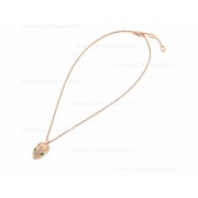 Serpenti Necklace 18K Rose Gold Chain and Pendant with Malachite Eyes and Demi Pave Diamonds