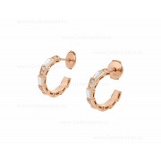 Serpenti Viper 18K Rose Gold Earrings with Mother of Pearl Elements and Pave Diamonds