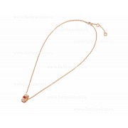 Serpenti Viper 18K Rose Gold Necklace with Carnelian Elements and Pave Diamonds on the Pendant
