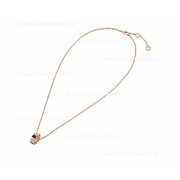 Serpenti Viper 18K Rose Gold Necklace with Onyx  Elements and Pave Diamonds on the Pendant