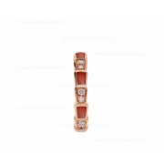 Small Serpenti Viper 18k Rose Gold Ring with Carnelian Elements and Pave Diamonds