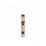 Small Serpenti Viper 18k Rose Gold Ring with Malachite Elements and Pave Diamonds