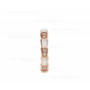 Small Serpenti Viper 18k Rose Gold Ring with Mother of Pearl Elements and Pave Diamonds