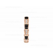 Small Serpenti Viper 18k Rose Gold Ring with Onyx Elements and Pave Diamonds