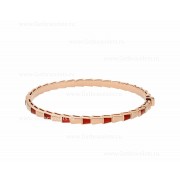 Serpenti Viper 18K Rose Gold thin Bangle Bracelet set with Carnelian Elements