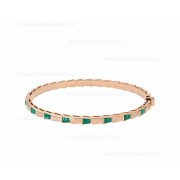 Serpenti Viper 18K Rose Gold thin Bangle Bracelet set with Malachite Elements