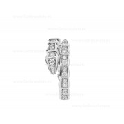 Serpenti Viper 18K White Gold Ring With Pave Diamonds