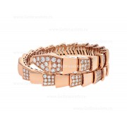 Serpenti Viper One-coil Bracelet in 18K Rose Gold set with Demi Pave Diamonds