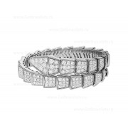Serpenti Viper One-coil Bracelet in 18K White Gold and Full Pave Diamonds