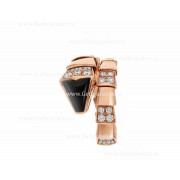Serpenti Viper One-Coil Ring in 18K Rose Gold with Black Onyx Elements and Demi Pave Diamonds