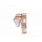 Serpenti Viper One-Coil Ring in 18K Rose Gold with Mother-of-Pearl Elements and Demi Pave Diamonds