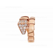 Serpenti Viper One-Coil Ring in 18K Rose Gold with Pave Diamonds