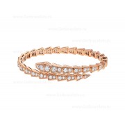 Serpenti Viper One-coil Thin Bracelet in 18K Rose Gold and Full Pave Diamonds