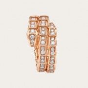 Serpenti Viper Two-coil 18K Rose Gold Ring set with Pave Diamonds