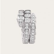 Serpenti Viper Two-coil 18K White Gold Ring set with Pave Diamonds