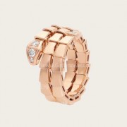 Serpenti Viper Two-coil 18K Rose Gold Ring set with Demi-Pave Diamonds